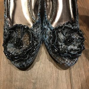 Kathy Van Zeeland Blue Snake Ballet Flats
